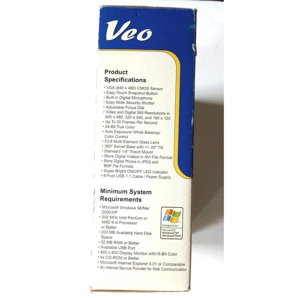 Veo Web Camera Advanced Connect Tested/Works Used (WinXP, 2000, Win98)